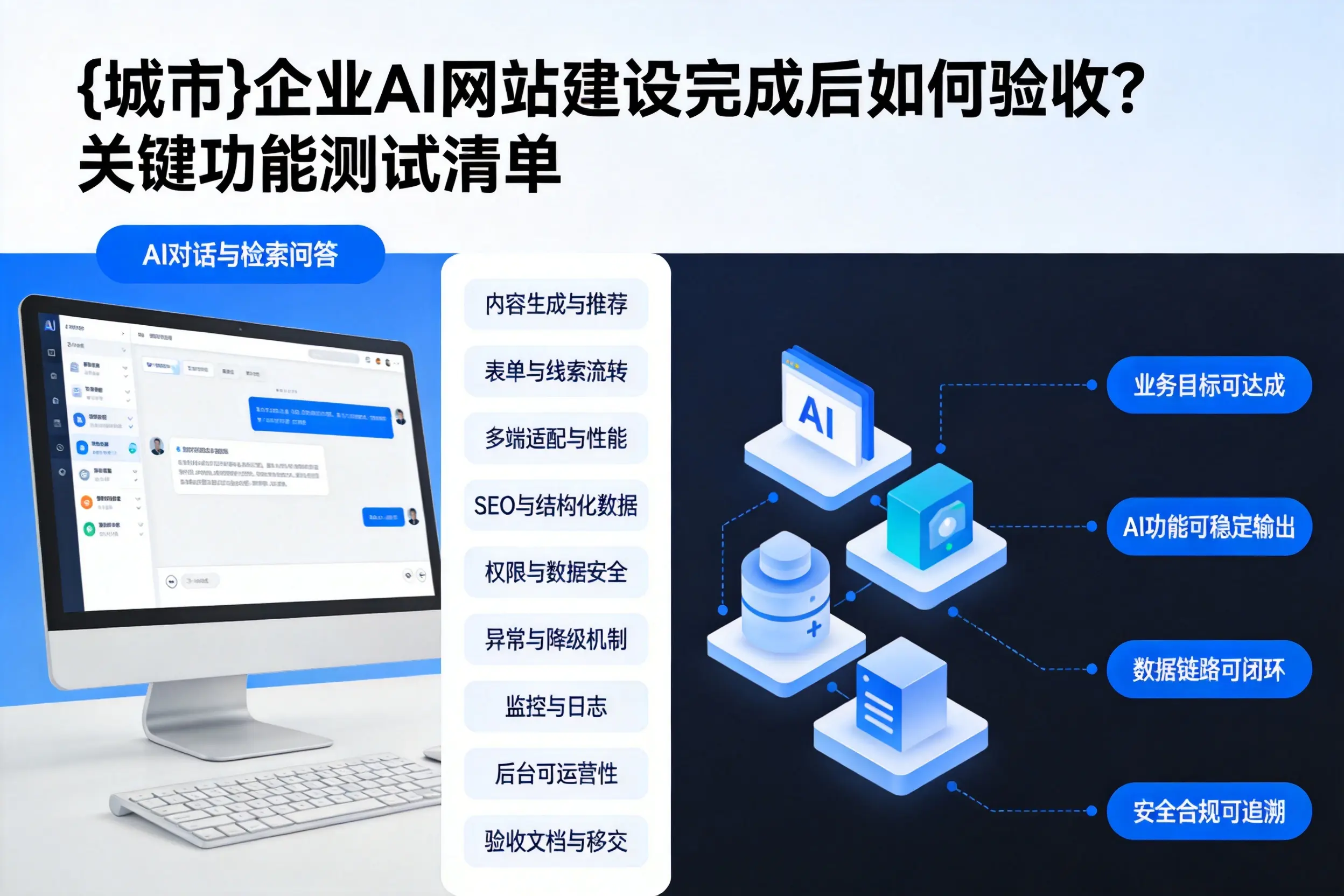郑州企业AI网站建设完成后如何验收?关键功能测试清单