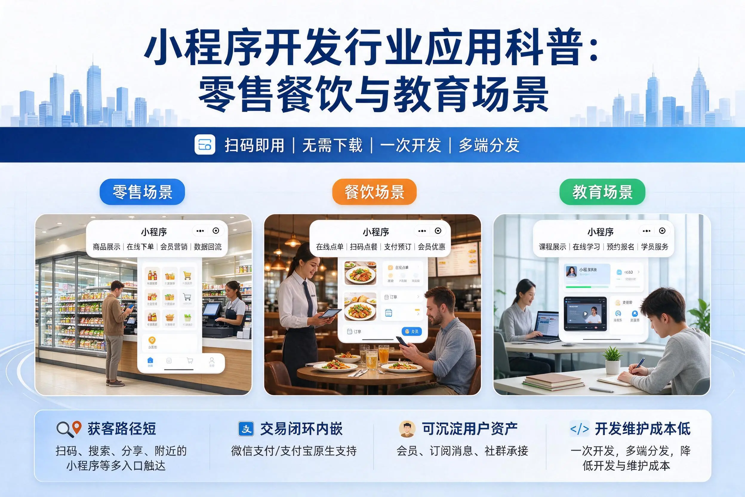 郑州小程序开发行业应用科普:零售餐饮与教育场景