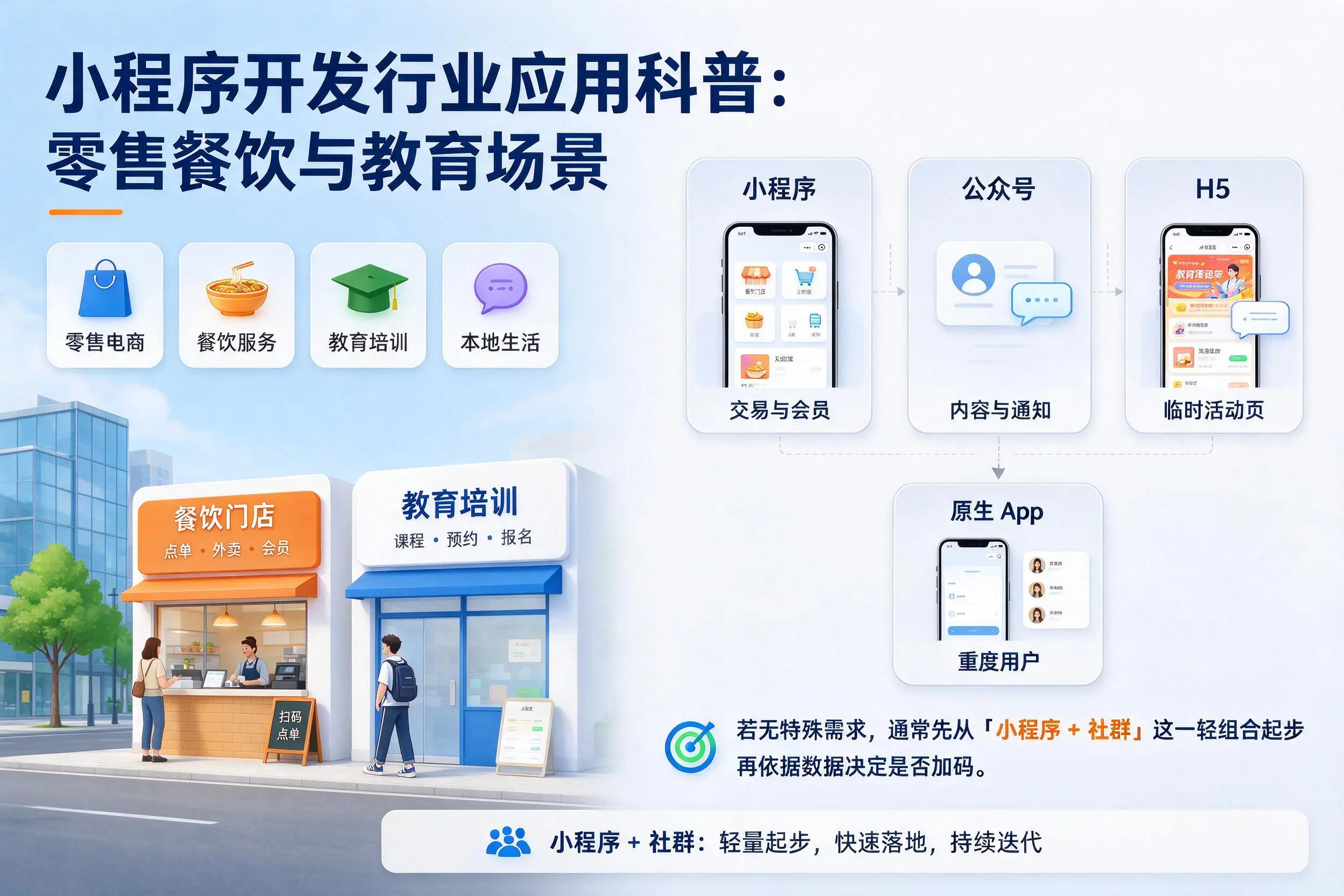 郑州小程序开发行业应用科普:零售餐饮与教育场景