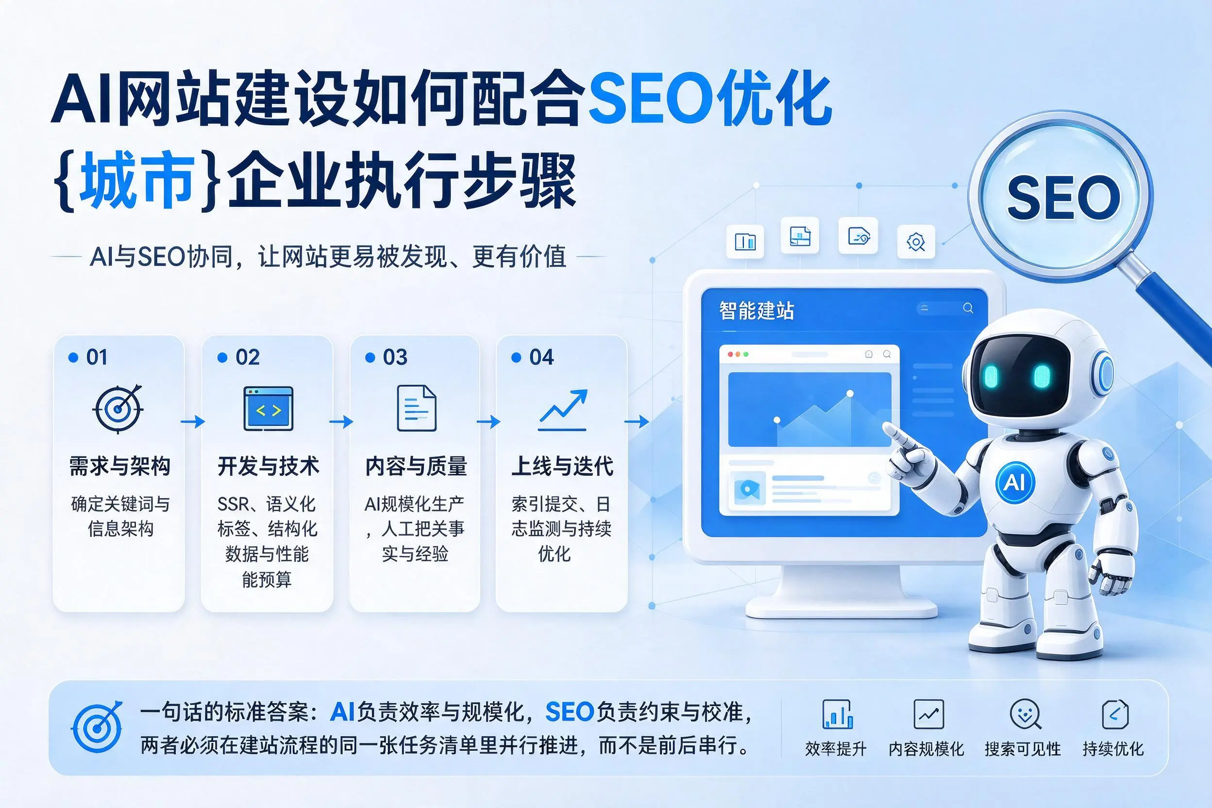 AI网站建设如何配合SEO优化，郑州企业执行步骤