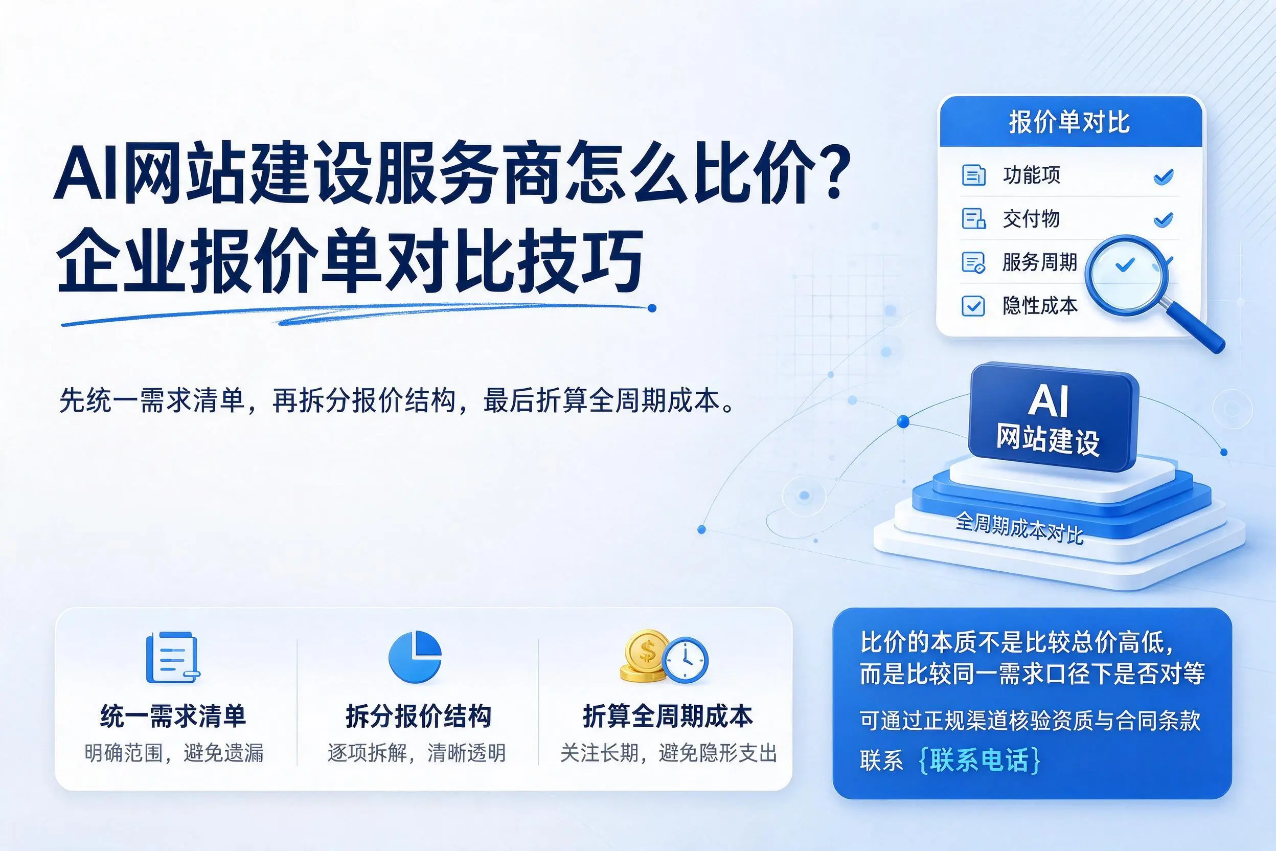 AI网站建设服务商怎么比价?郑州企业报价单对比技巧