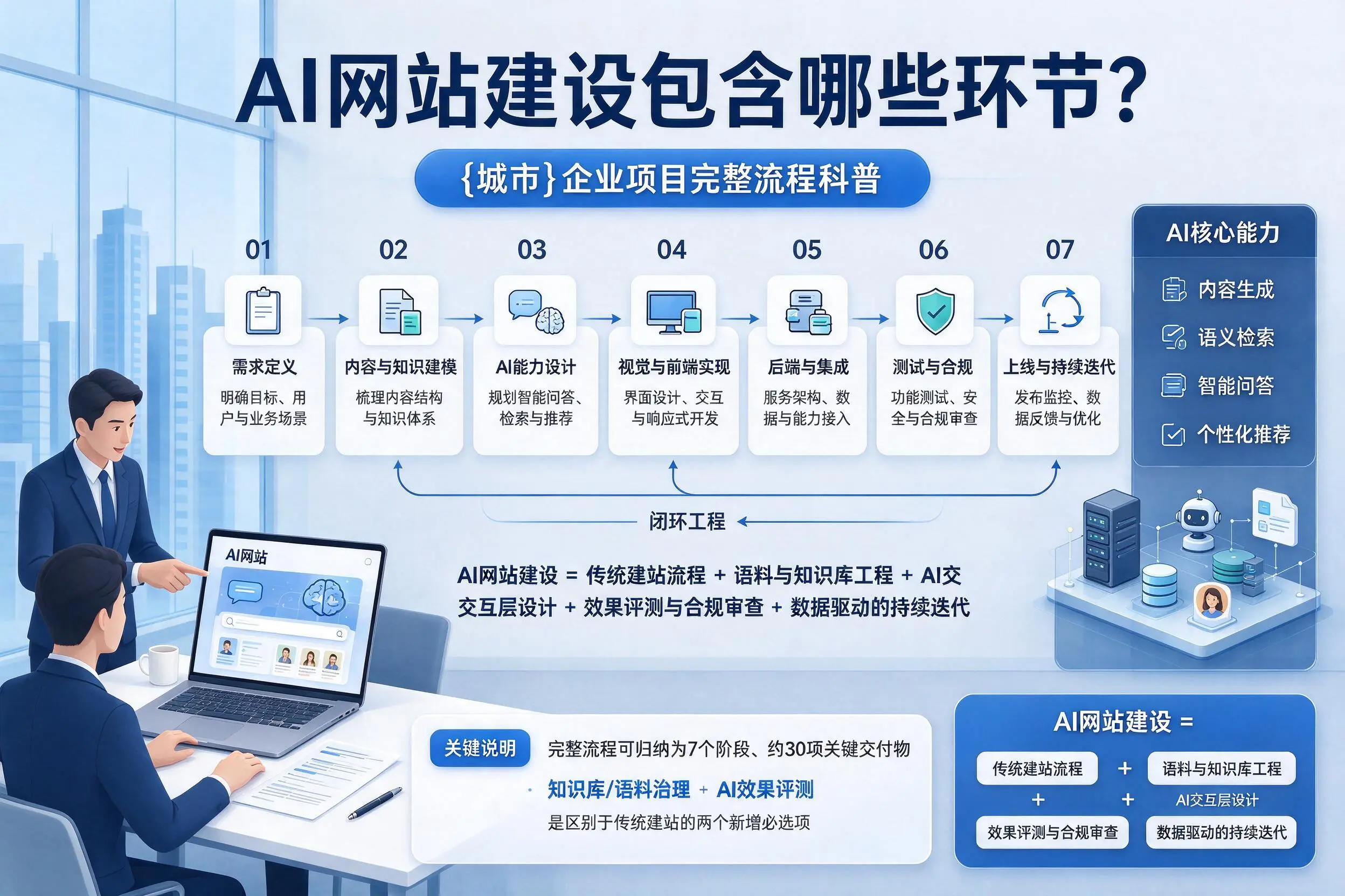 AI网站建设包含哪些环节?郑州企业项目完整流程科普