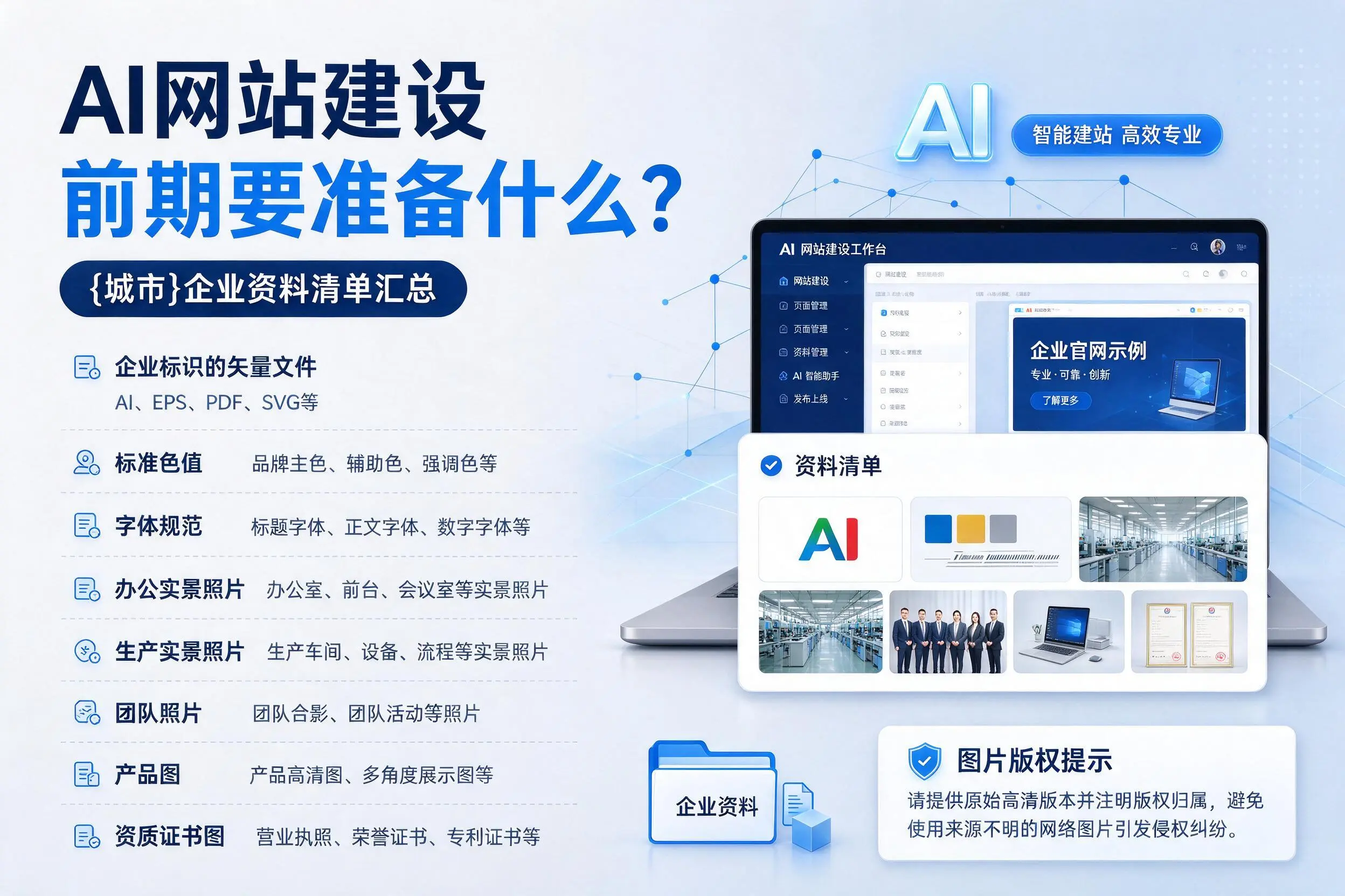 AI网站建设前期要准备什么?郑州企业资料清单汇总