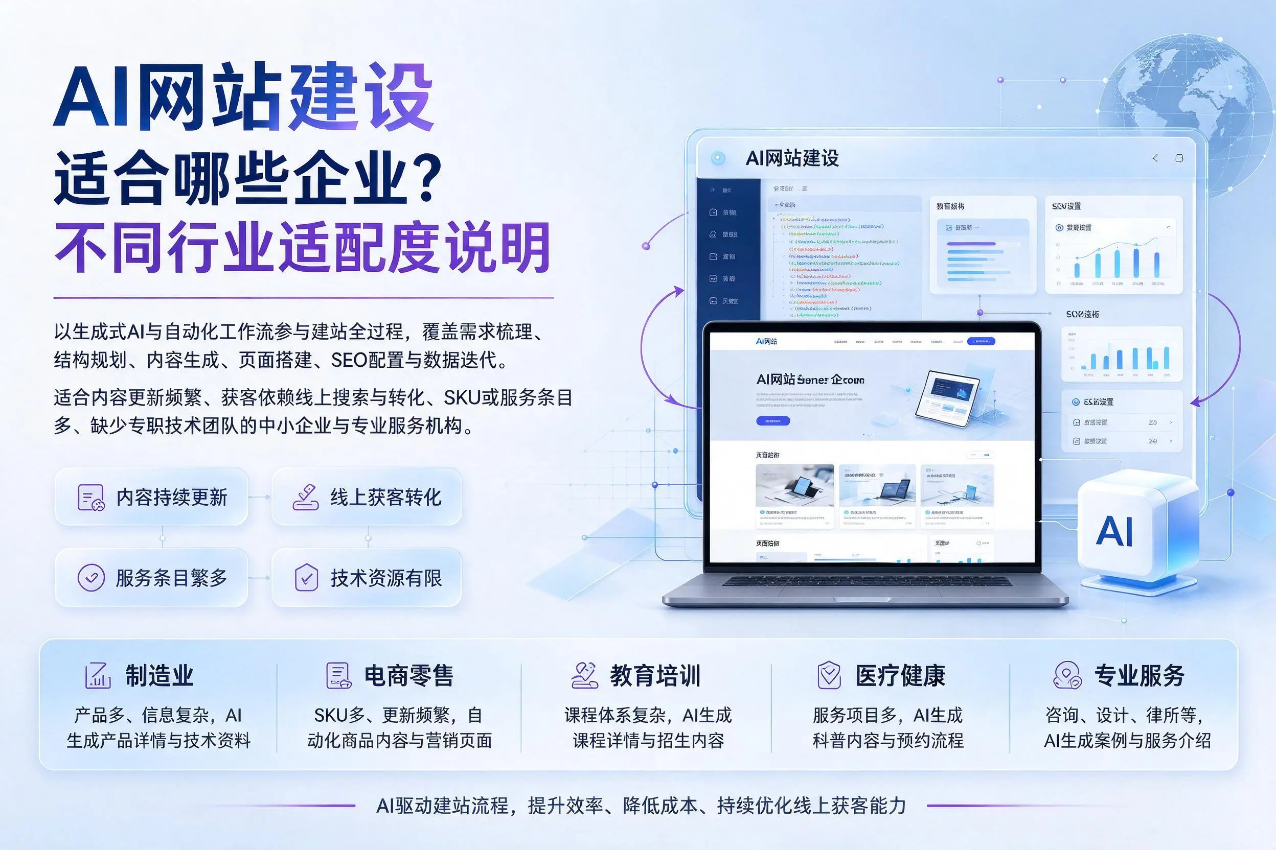 AI网站建设适合哪些企业？郑州不同行业适配度说明